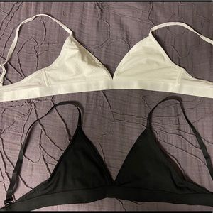 Pair of ribbed ASOS bralettes
